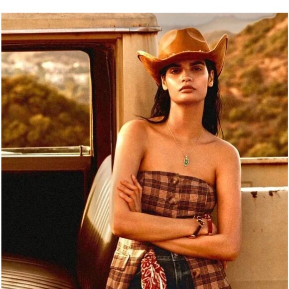 NWT Anthropologie Faux-Suede Rancher Hat in Honey Brown OS - Picture 1 of 9